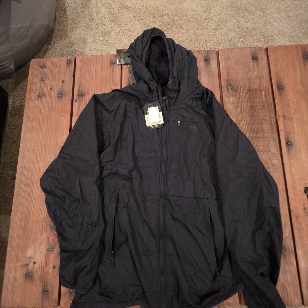 BURLEBO Men's Black Hooded Raincoat Jacket
